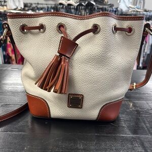 Dooney & Bourke White and Brown Bucket Bag